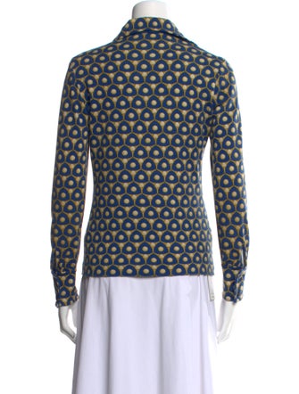 Hermès Printed Long Sleeve Button-Up Top