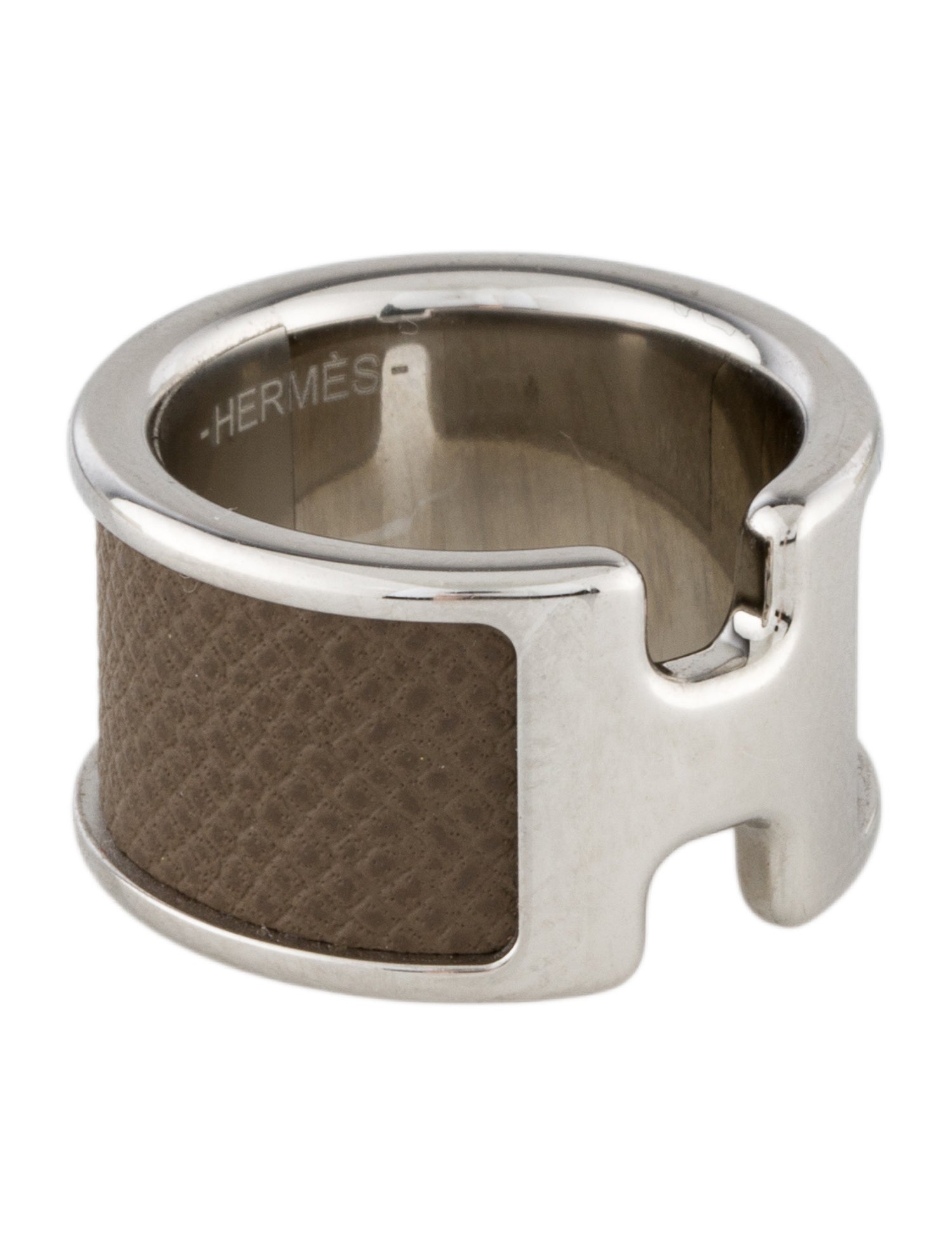 Hermès Leather Olympe Ring - Band, Rings - HER737179 | The RealReal