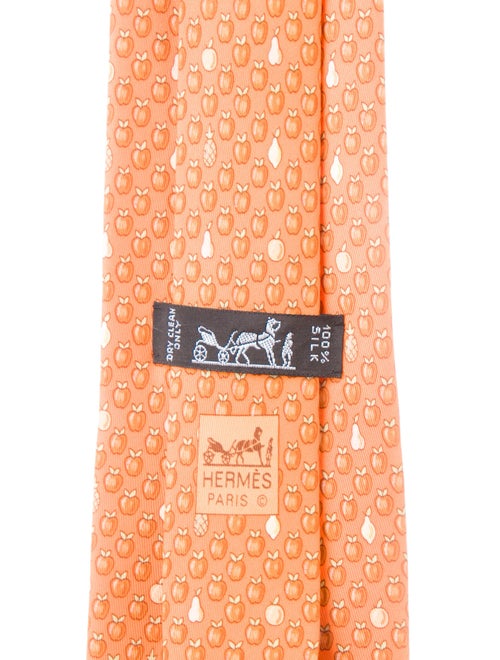 Hermès Apple Pattern Print Silk Tie