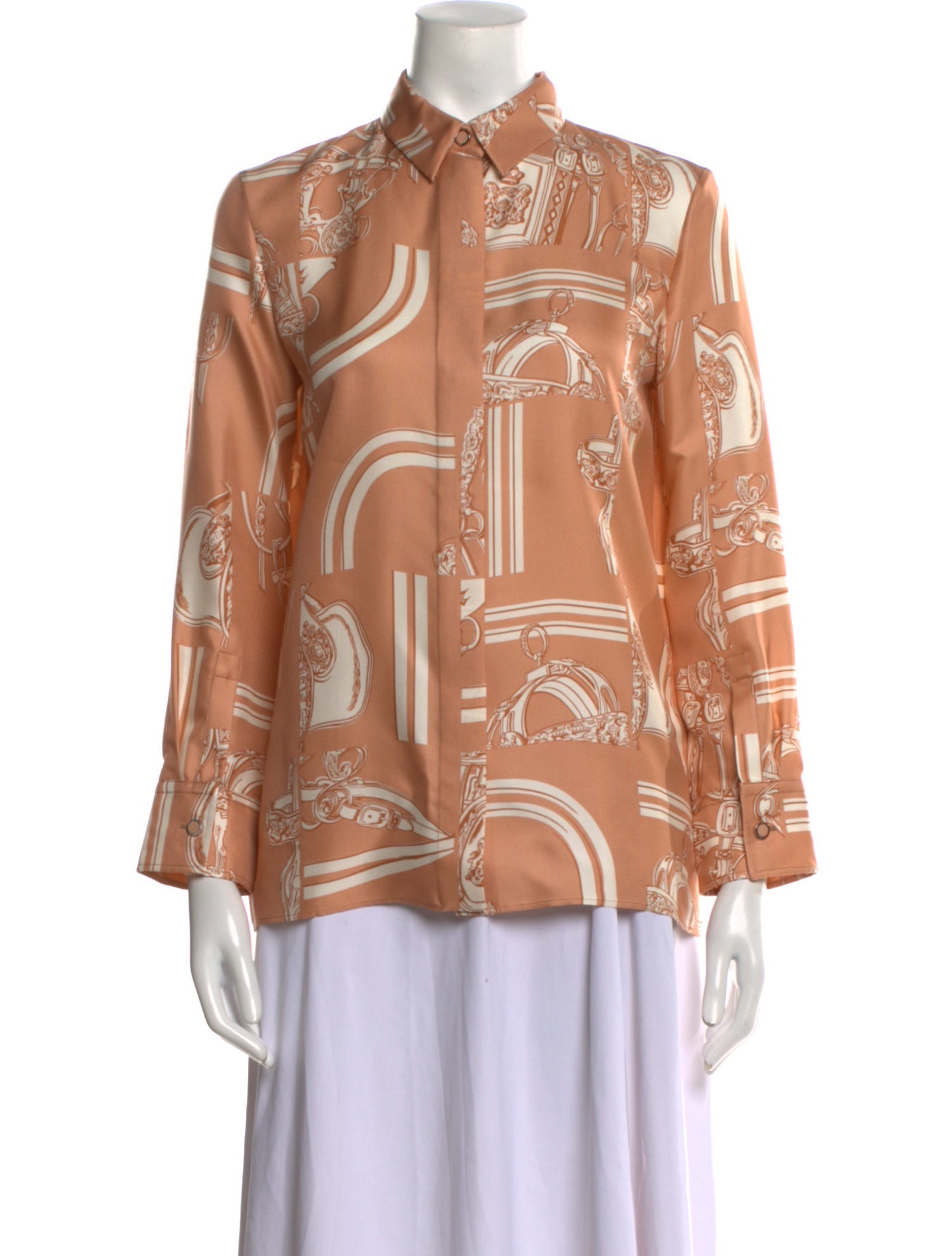 Hermès Silk Printed Button-Up Top w/ Tags