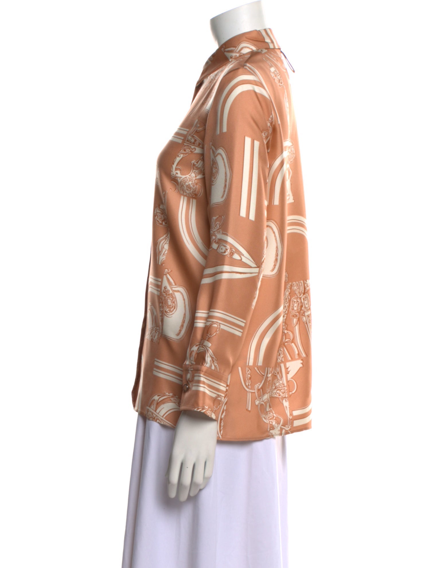 Hermès Silk Printed Button-Up Top w/ Tags