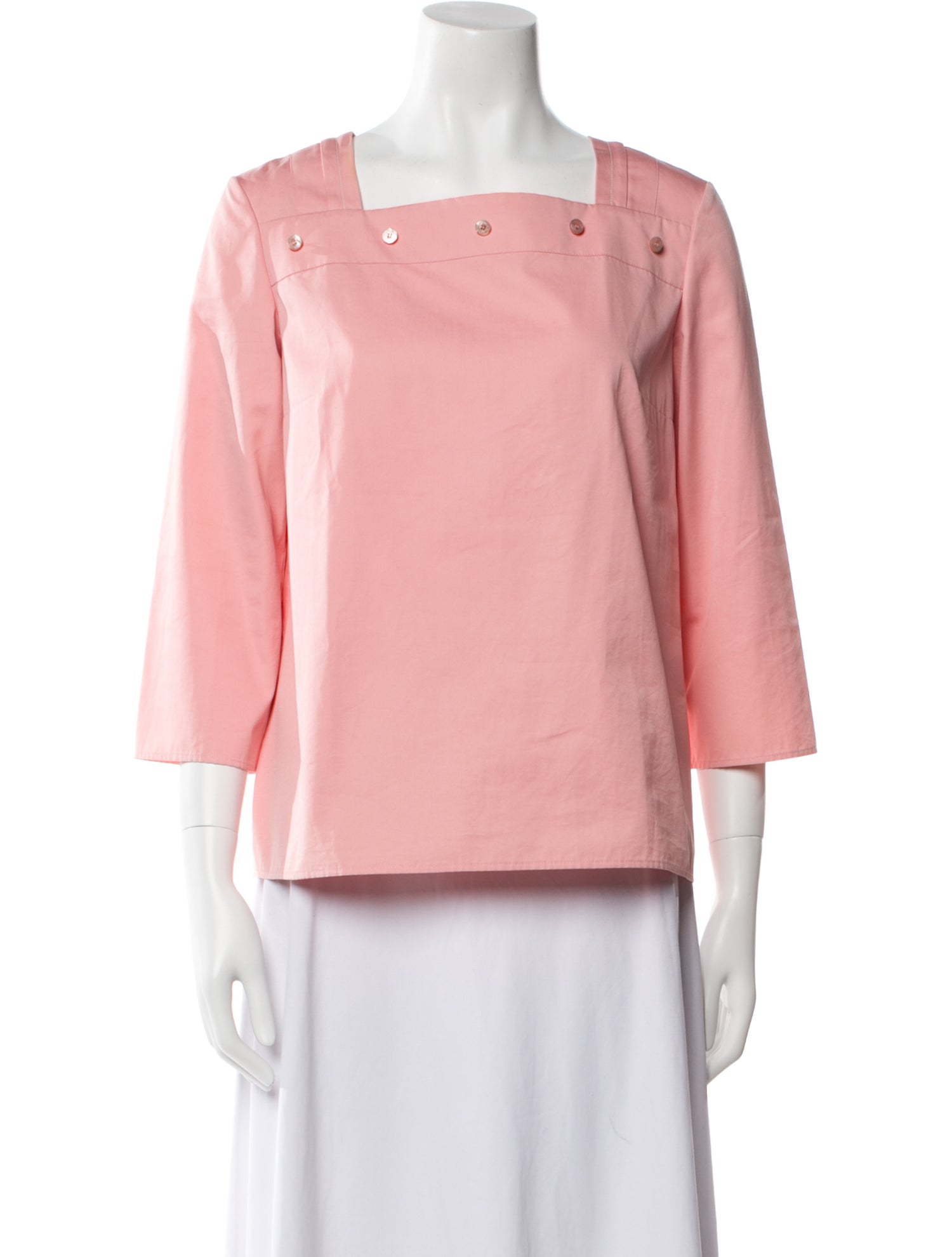 Hermès Square Neckline Three-Quarter Sleeve Blouse