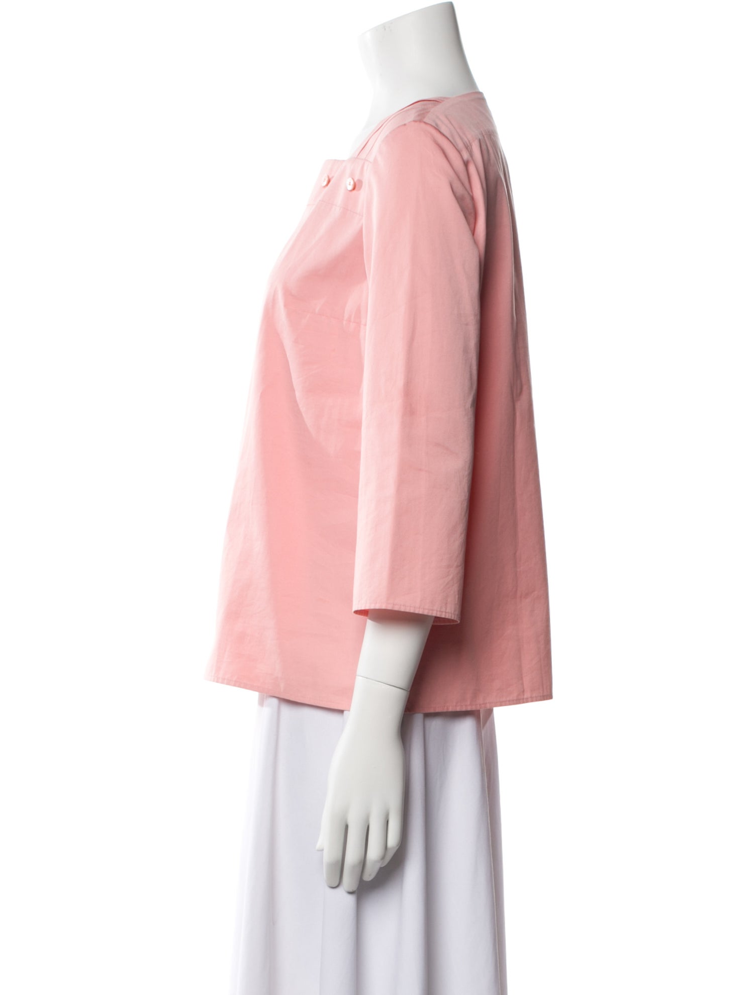 Hermès Square Neckline Three-Quarter Sleeve Blouse