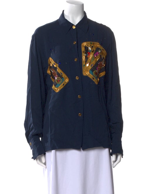 Hermès Silk Graphic Print Button-Up Top