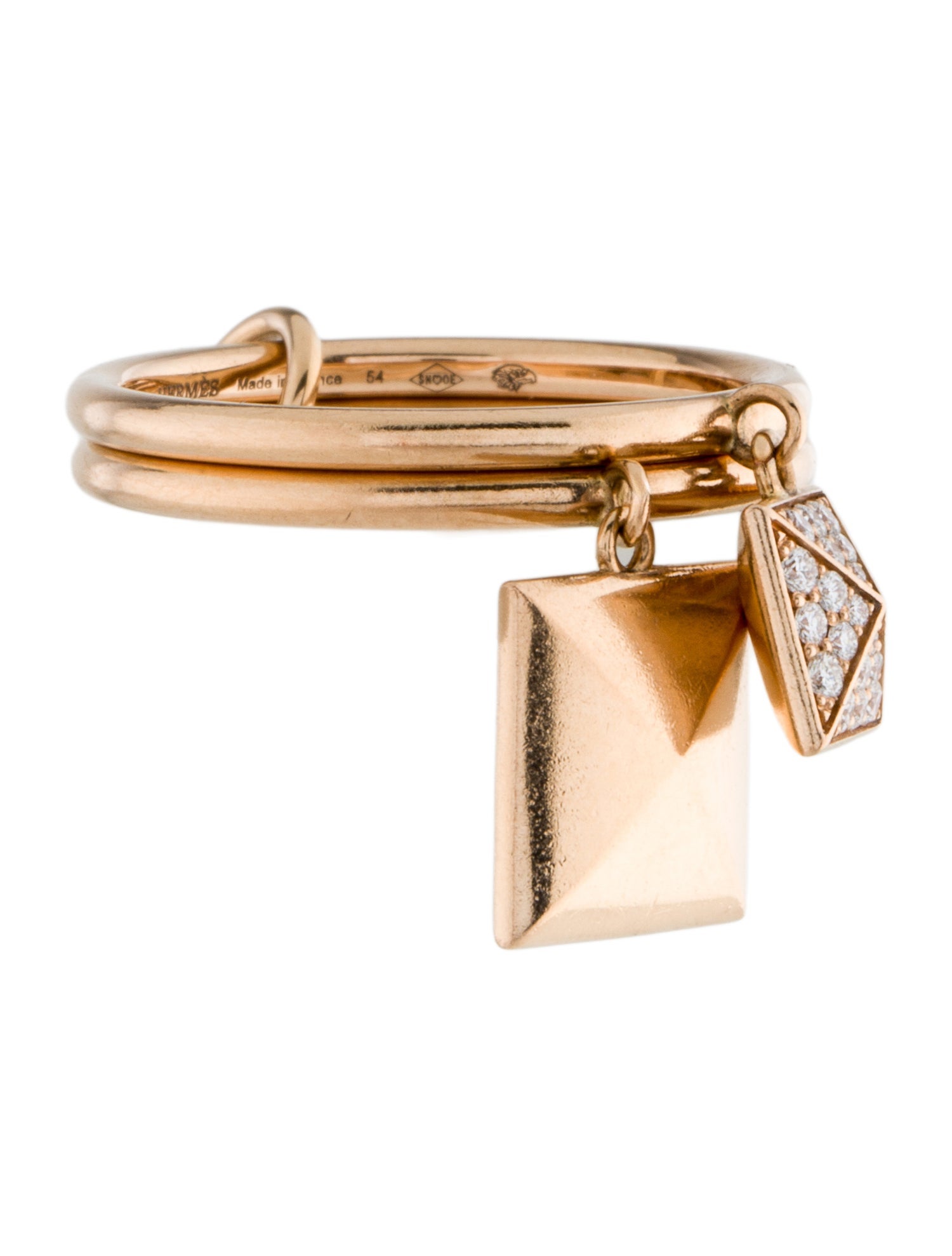 Hermès 18K Diamond Clou d'H Double Ring