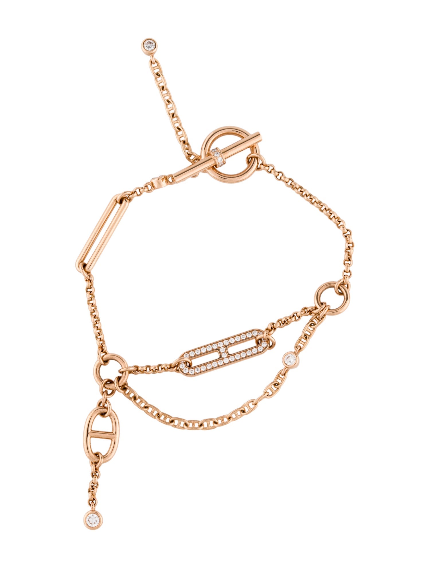 Hermès 18K Diamond Chain d'Ancre Chaos Bracelet