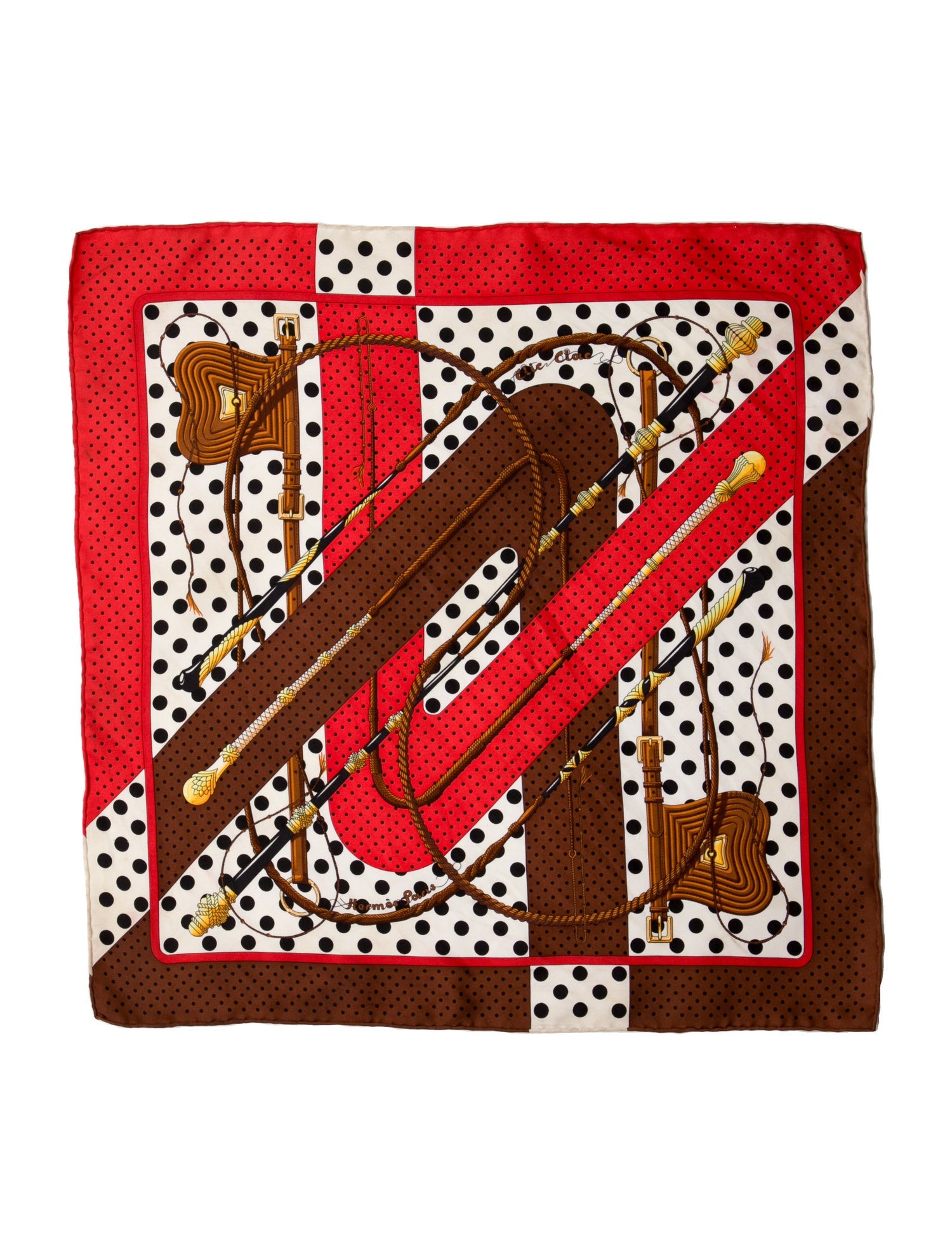 Hermès Clic-Clac à Pois Pocket Square Silk Scarf