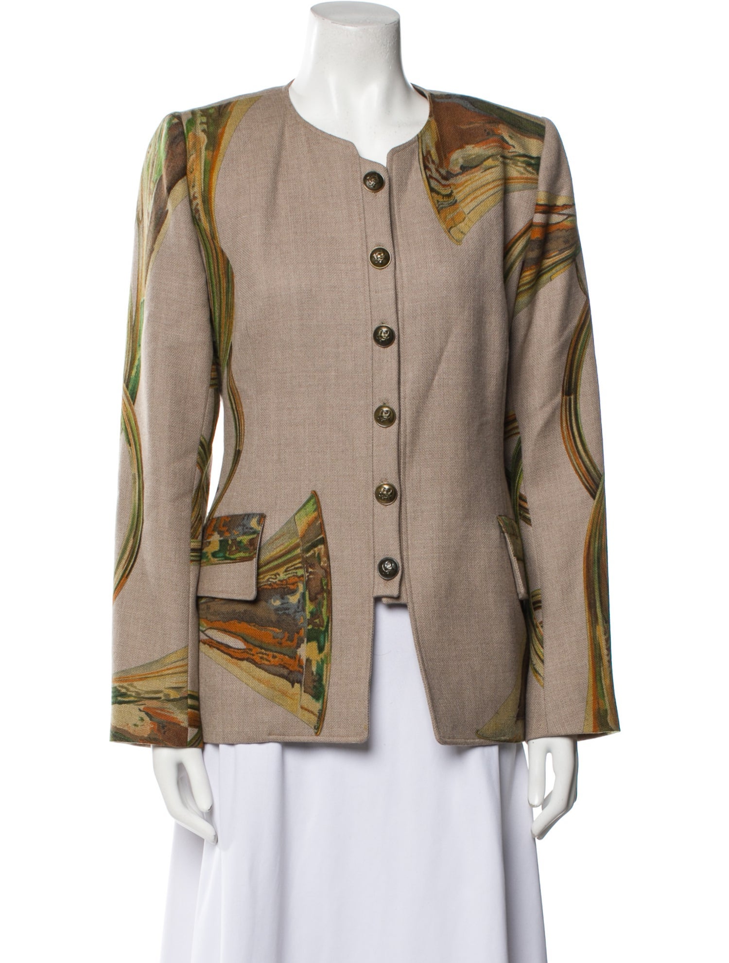 Hermès Lambswool Floral Print Evening Jacket