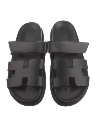 Hermès H Logo Leather Slides