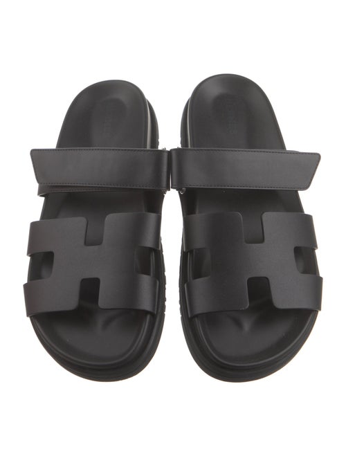 Hermès H Logo Leather Slides