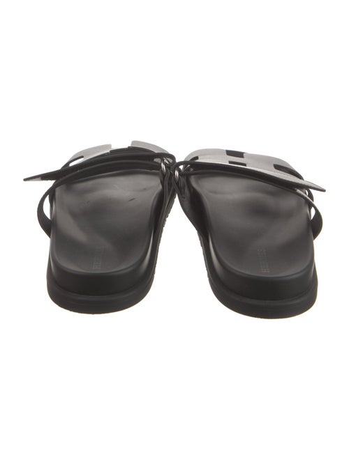 Hermès H Logo Leather Slides