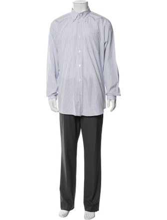 Hermès Plaid Print Long Sleeve Dress Shirt