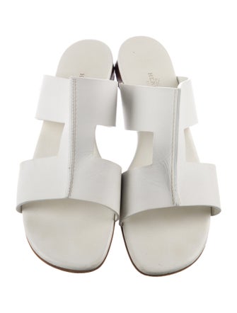 Hermès Devise Leather Slides