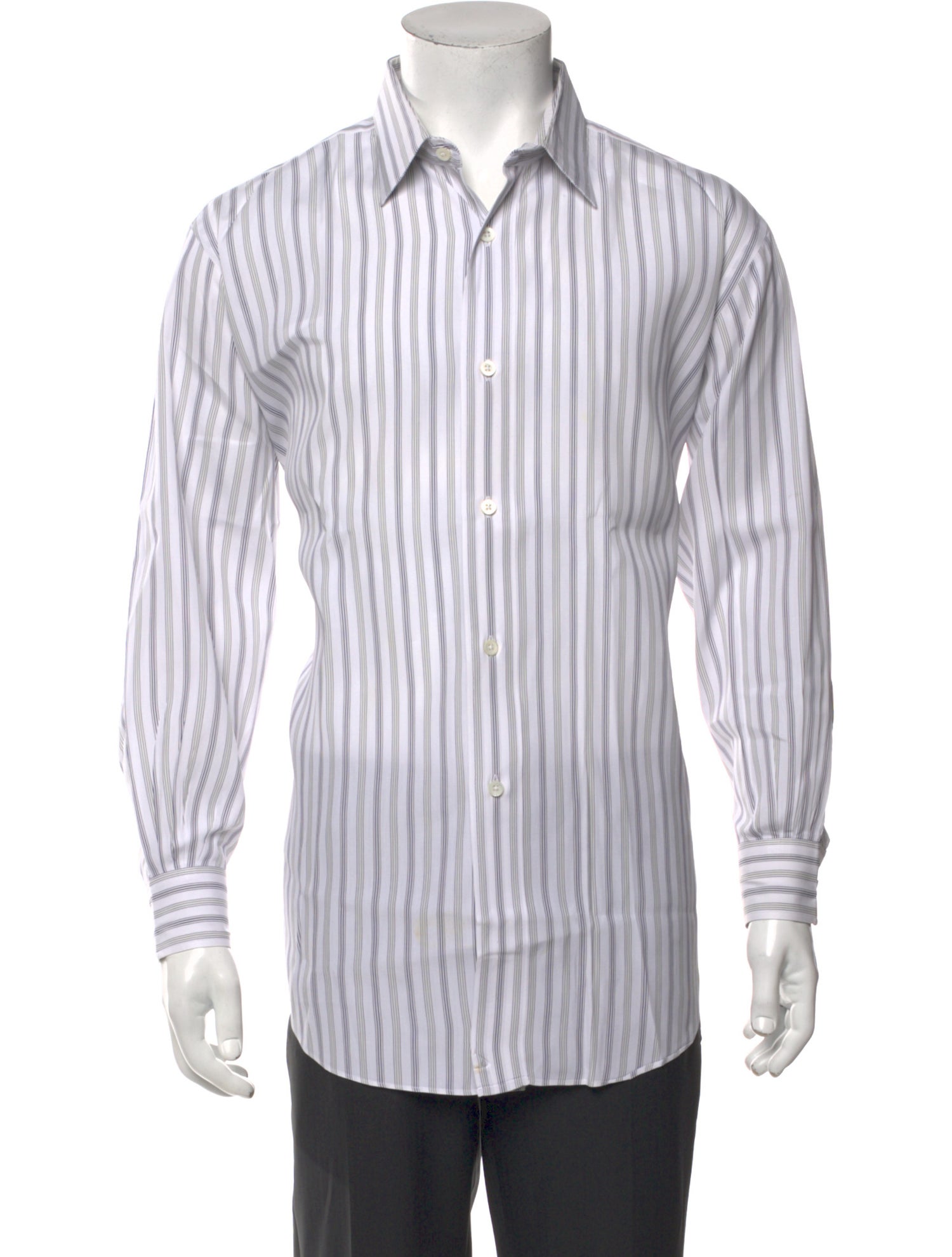 Hermès Striped Long Sleeve Dress Shirt