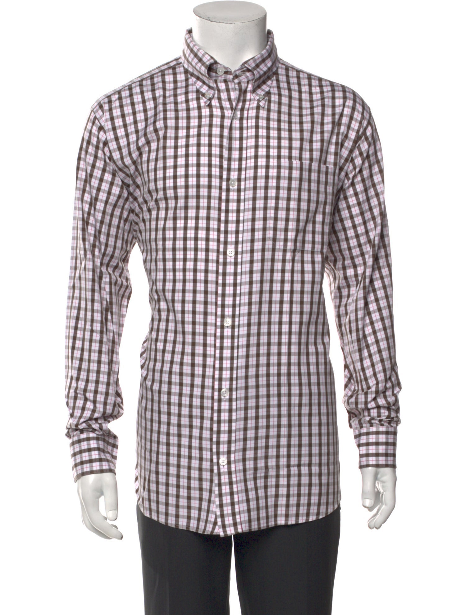 Hermès Plaid Print Long Sleeve Shirt