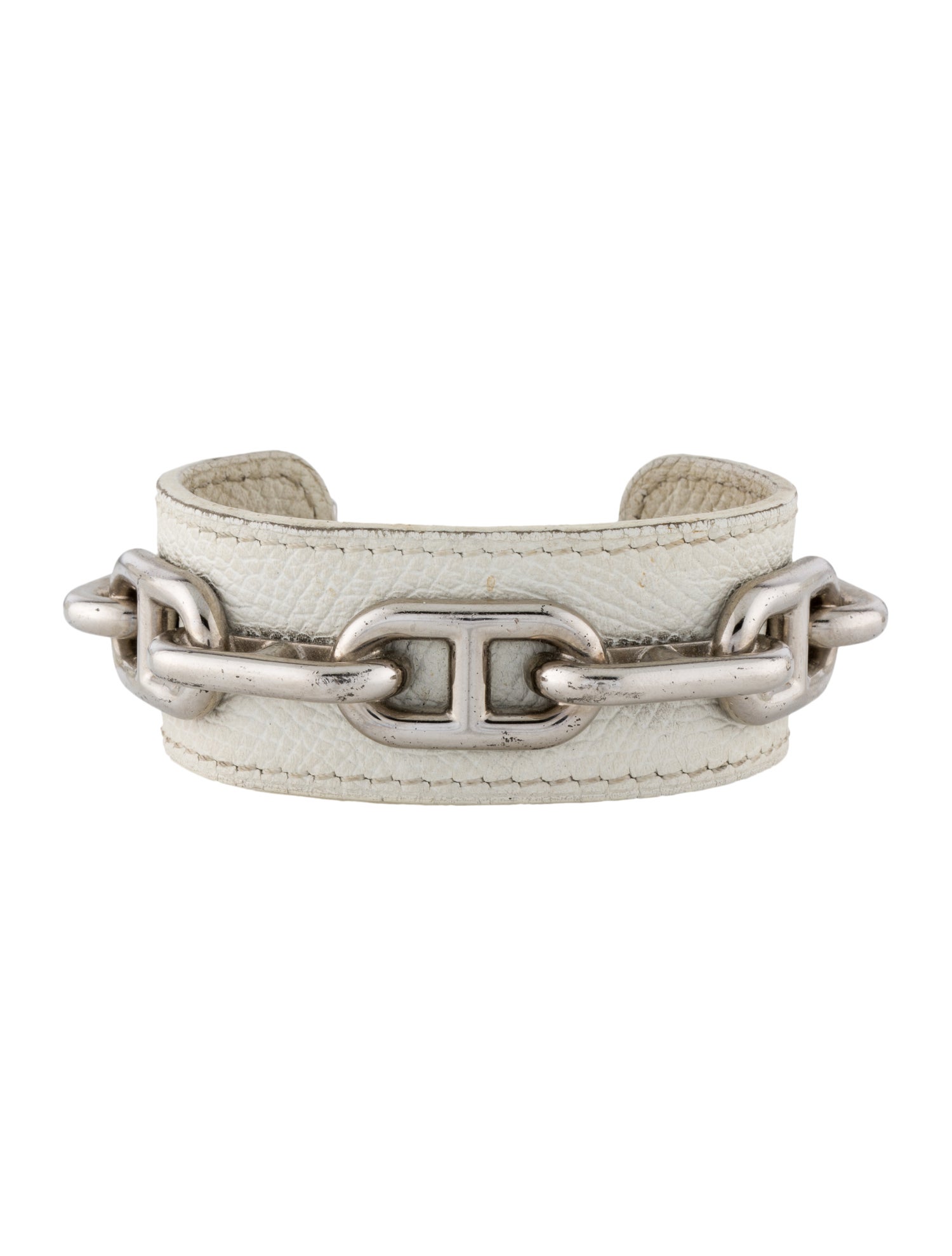 Hermès Leather Chain d'Ancre Cuff Bracelet