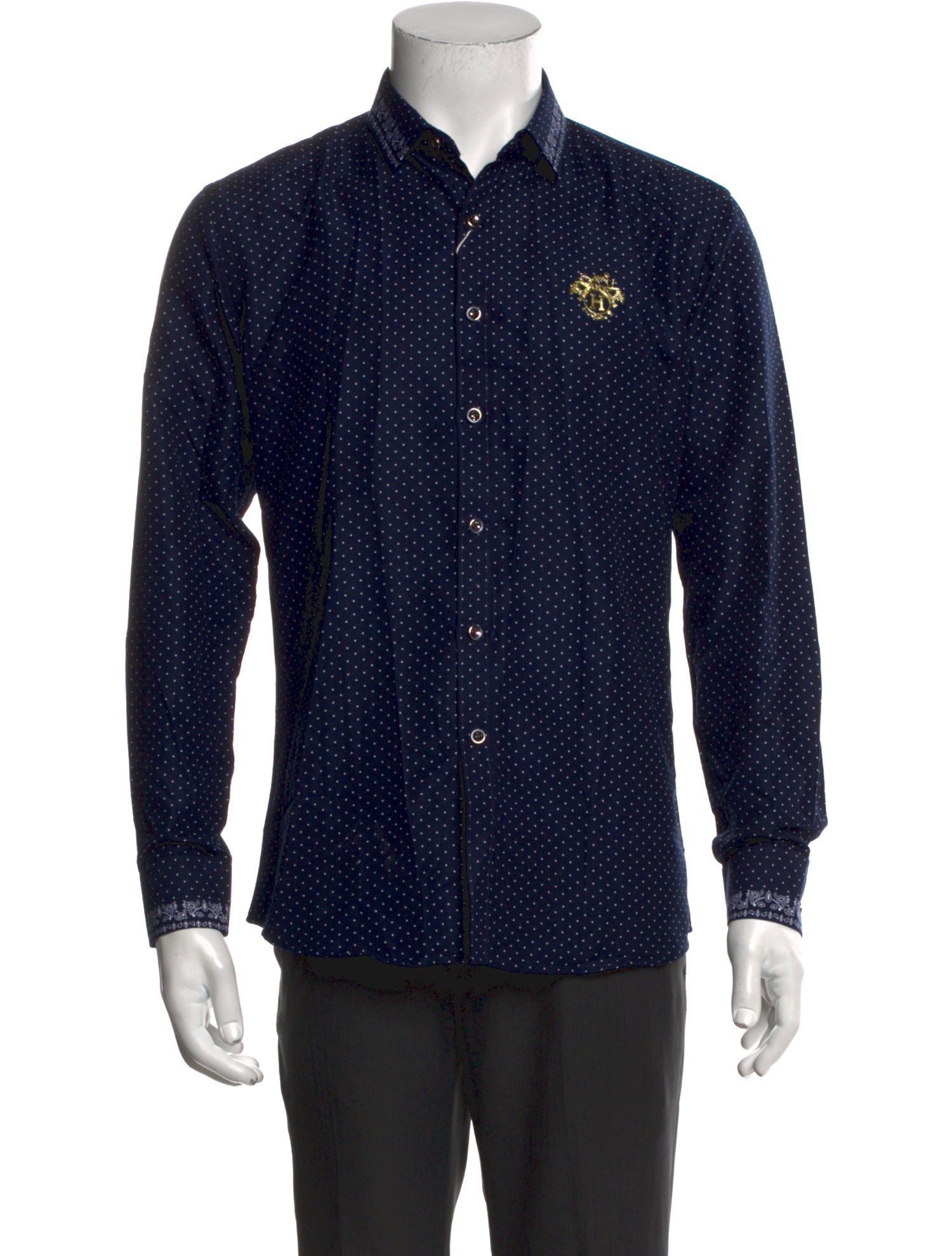 Chrome Hearts Leather Cemetery Cross Patch Plaid Print Shirt
