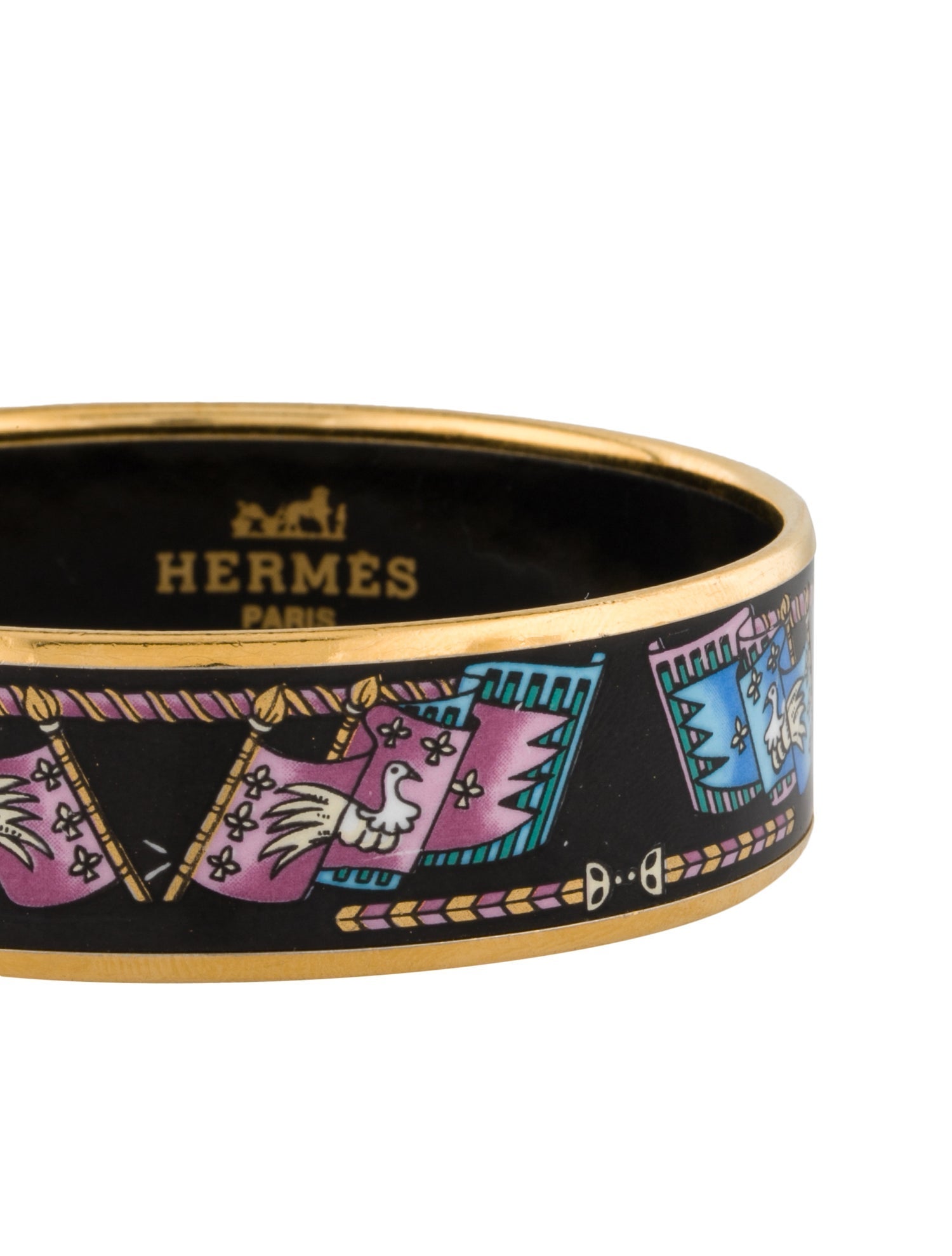 Hermès Wide Enamel Bangle Bracelet