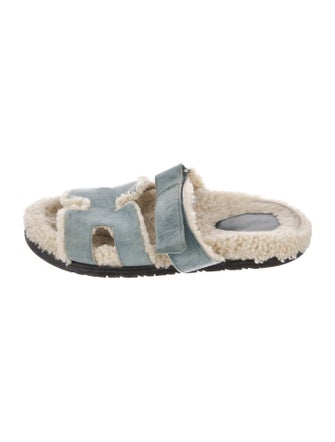 Hermès Chypre Shearling Slides Suede Slides
