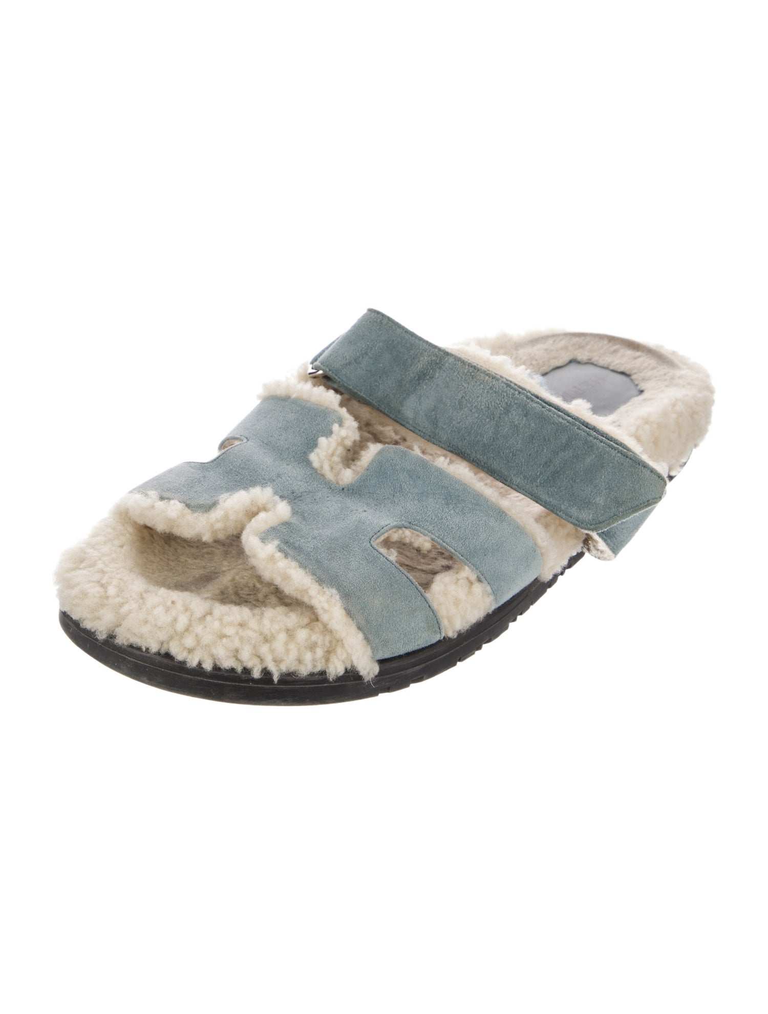 Hermès Chypre Shearling Slides Suede Slides