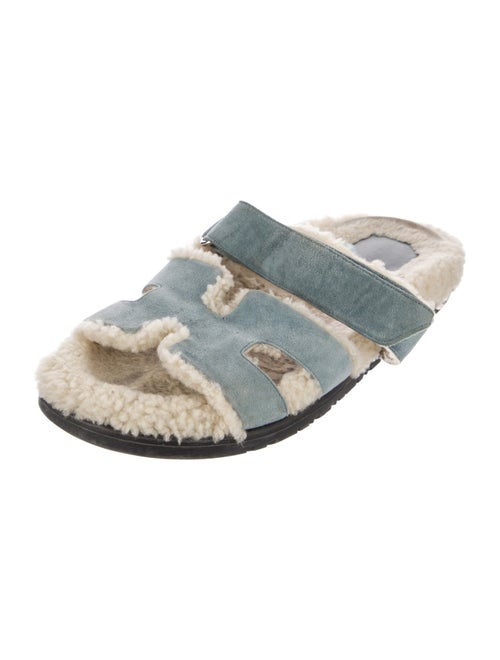 Hermès Chypre Shearling Slides Suede Slides