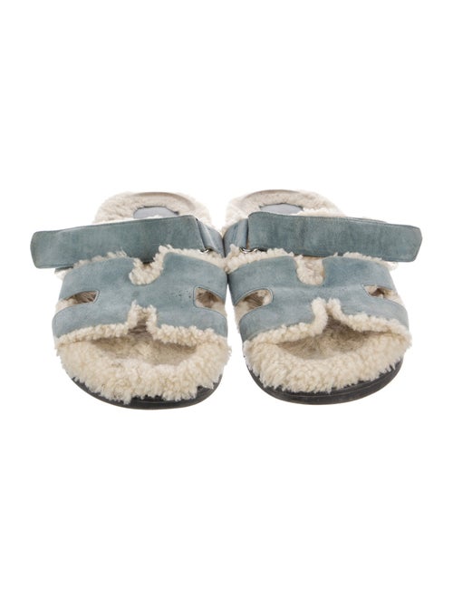 Hermès Chypre Shearling Slides Suede Slides
