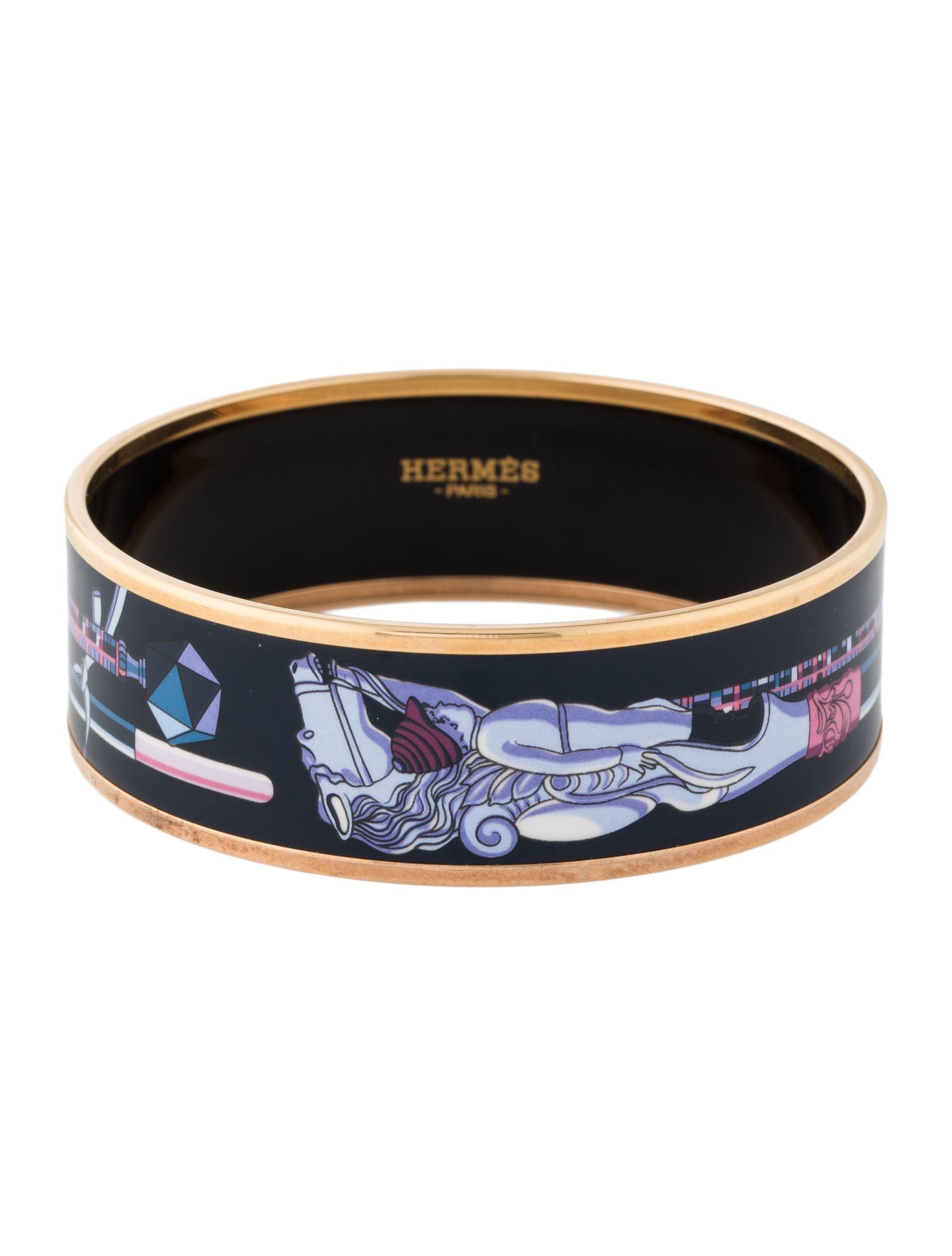 Hermès Wide Enamel Bangle Bracelet