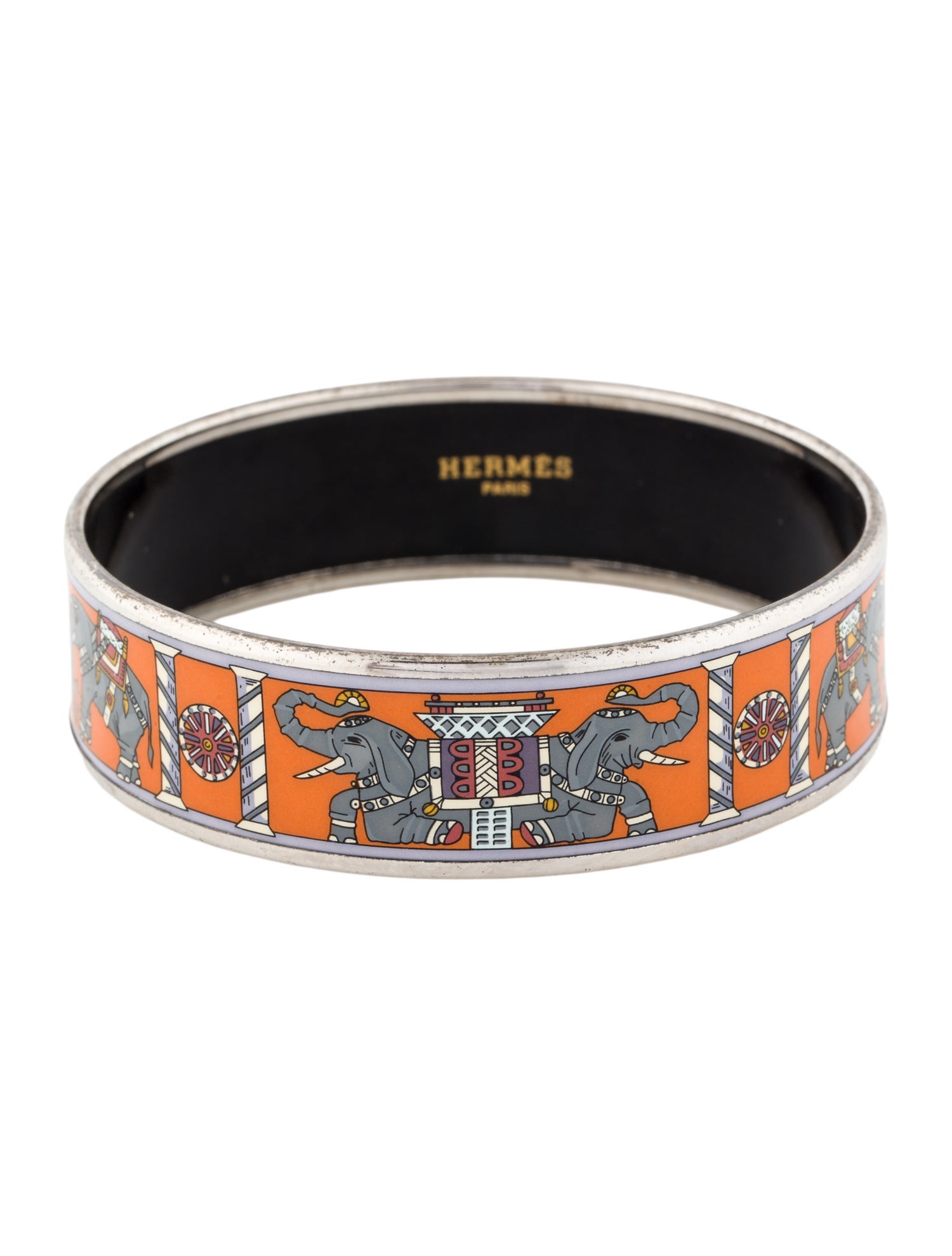Hermès Wide Enamel Bangle Bracelet