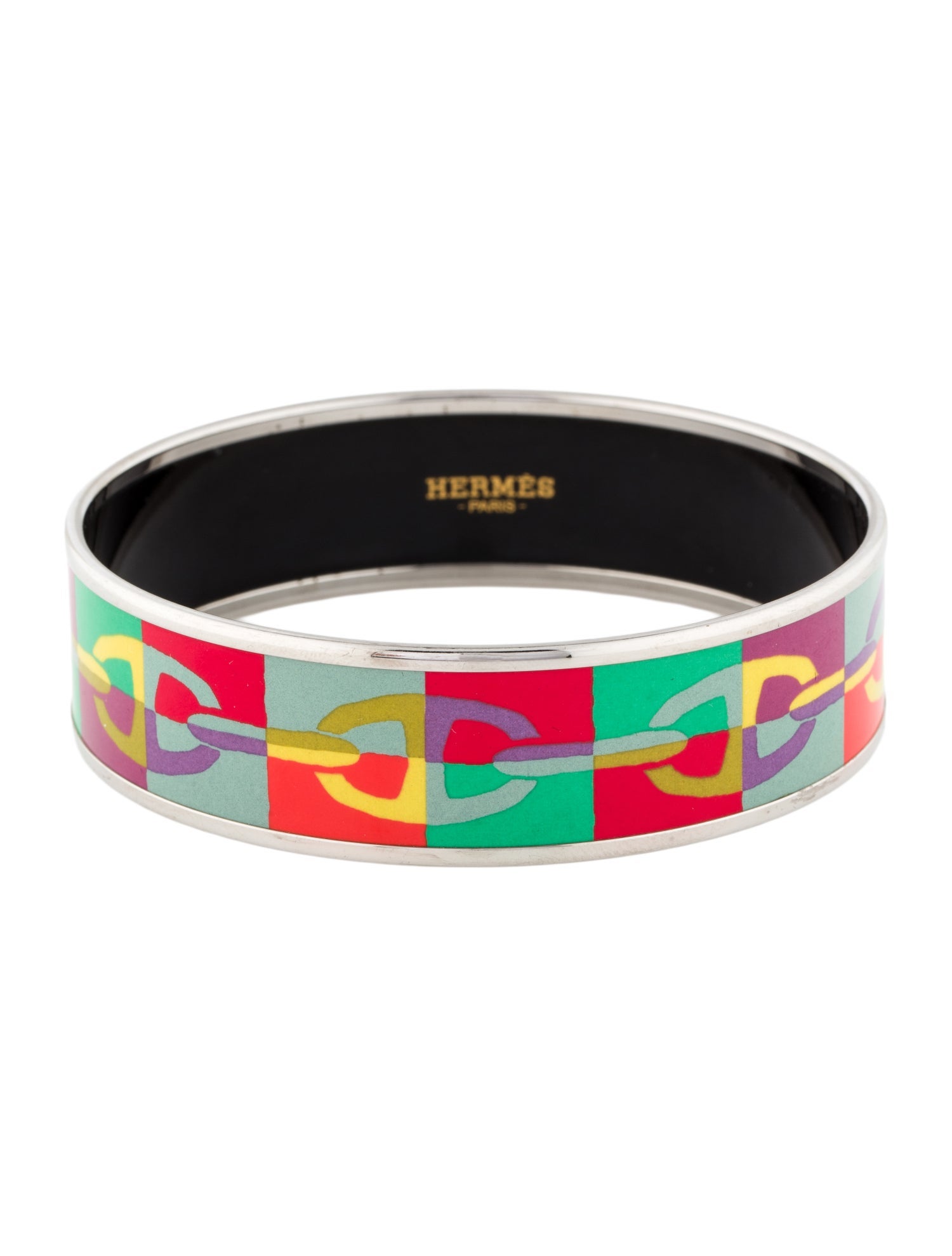 Hermès Wide Enamel Bangle Bracelet