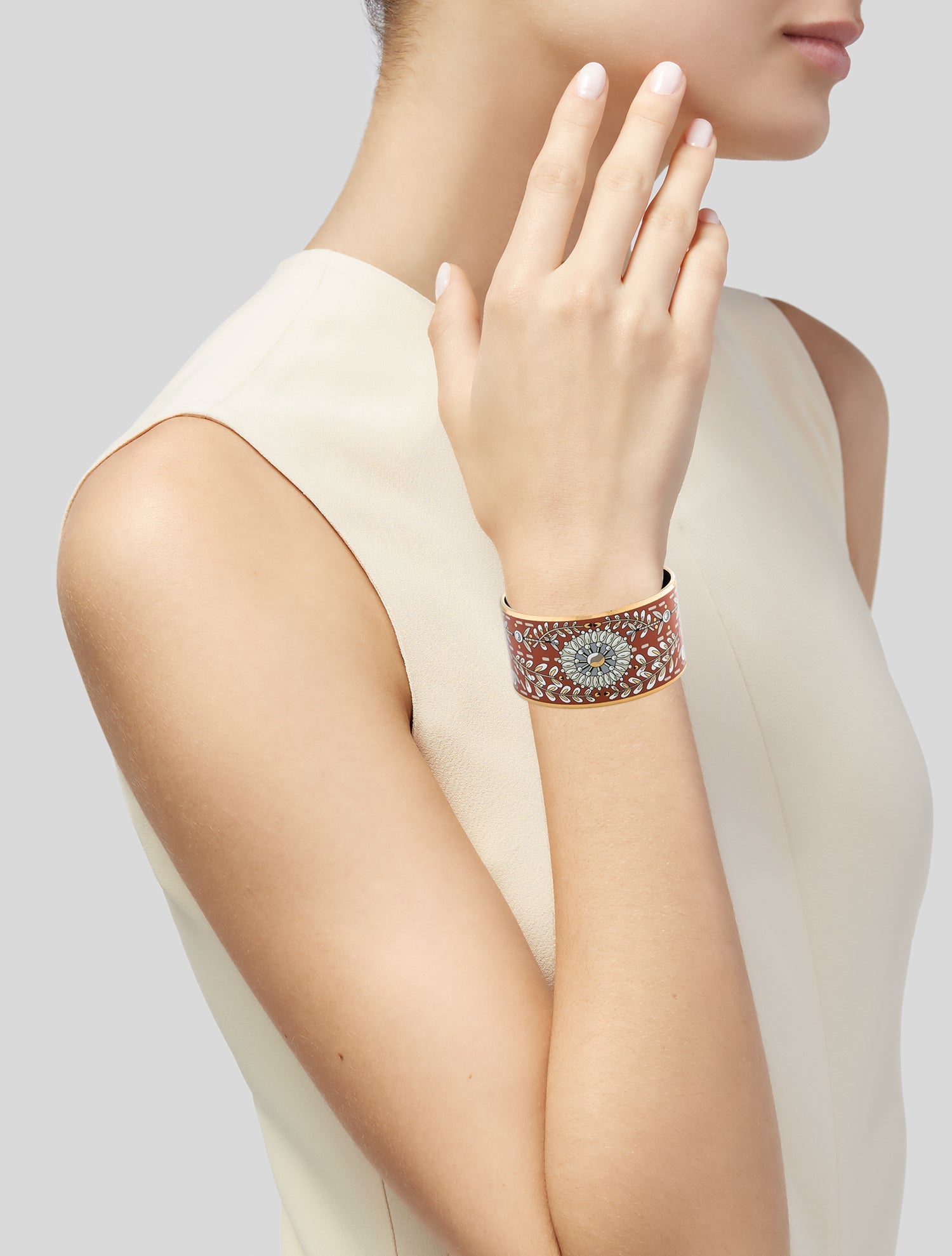 Hermès Extra Wide Enamel Bangle Bracelet