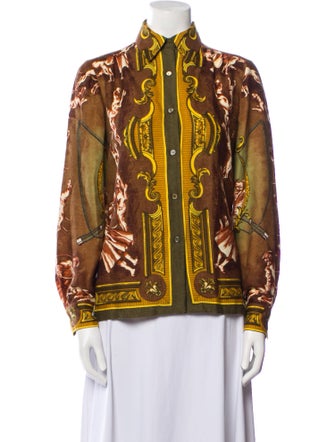 Hermès Wool Printed Button-Up Top