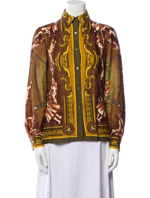Hermès Wool Printed Button-Up Top