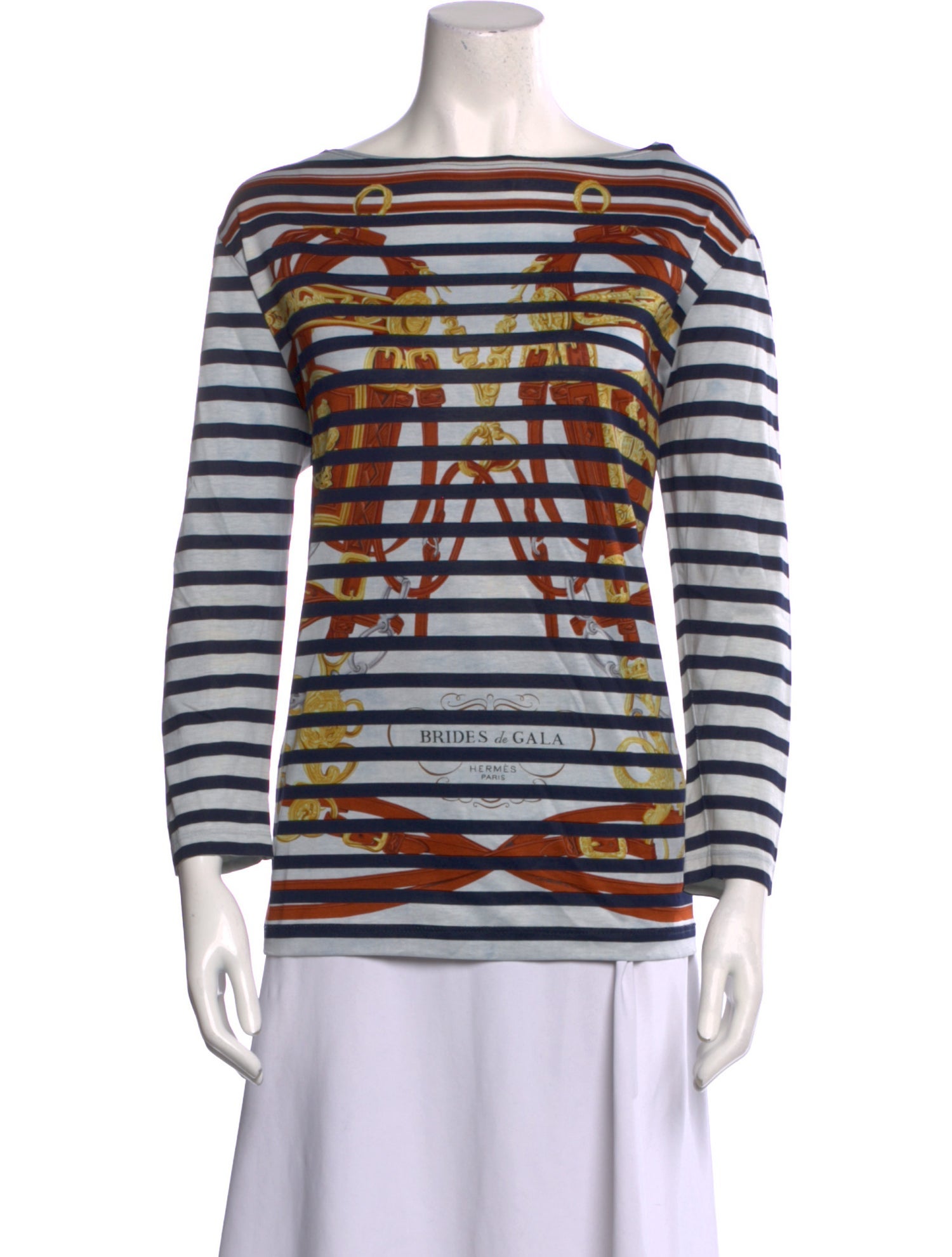 Hermès Striped Bateau Neckline Top