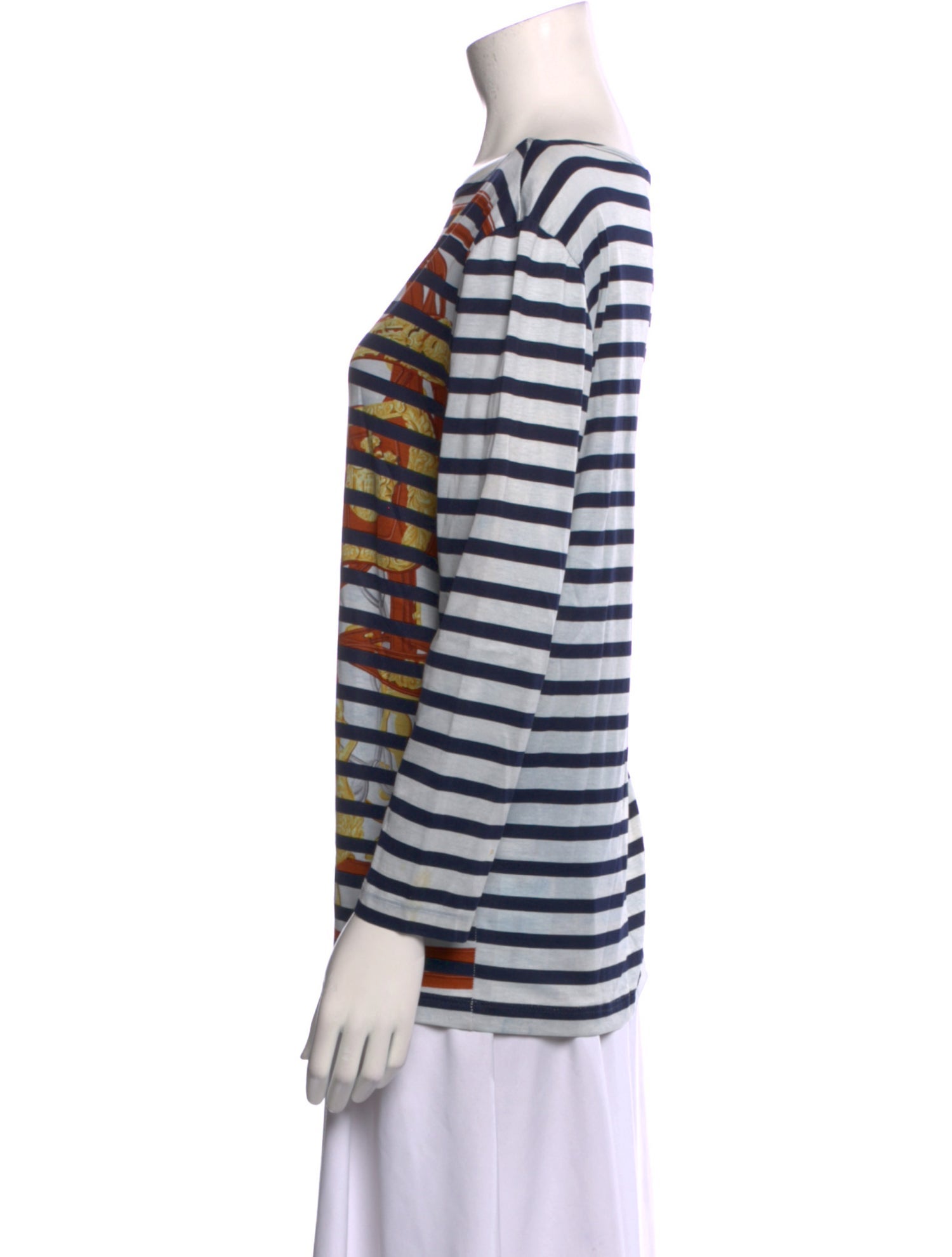 Hermès Striped Bateau Neckline Top