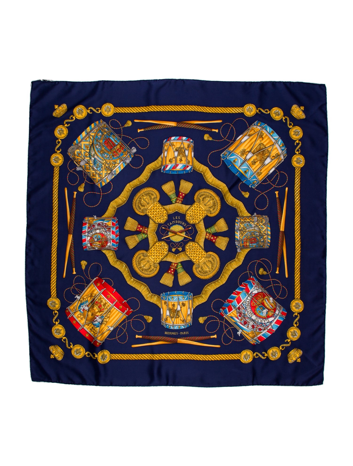 Hermès Les Tambours Silk Scarf