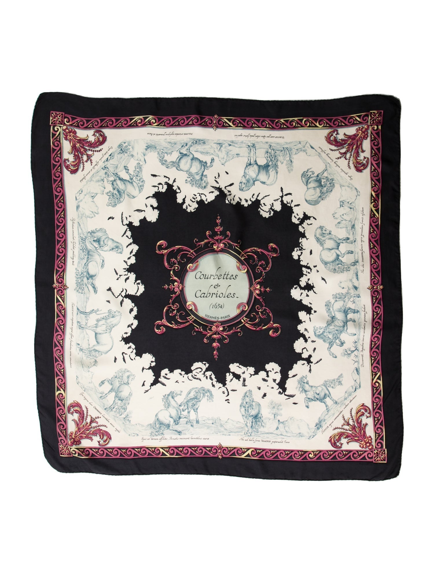 Hermès Courbettes et Cabrioles Silk Scarf