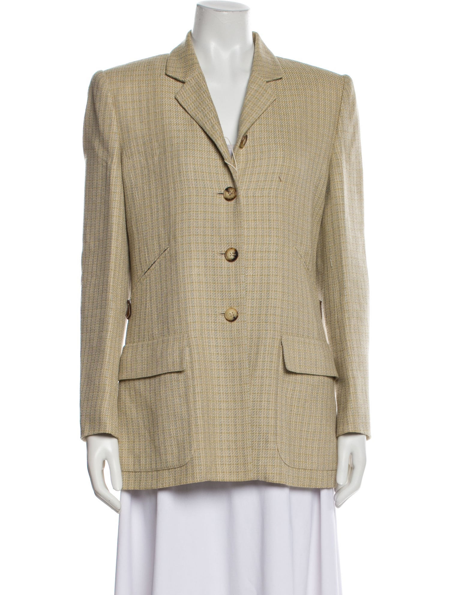 Hermès Linen Plaid Print Blazer