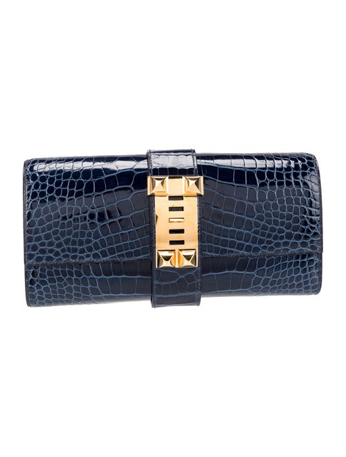 Hermès Shiny Alligator Medor Clutch 23