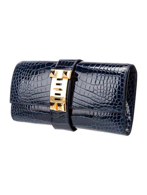Hermès Shiny Alligator Medor Clutch 23