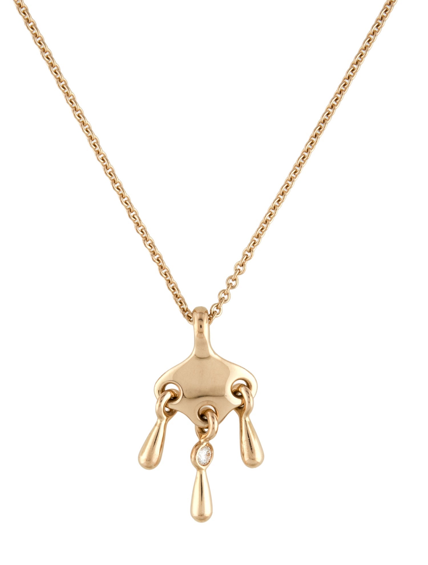 Hermès 18K Diamond Filet d'Or Pendant Necklace