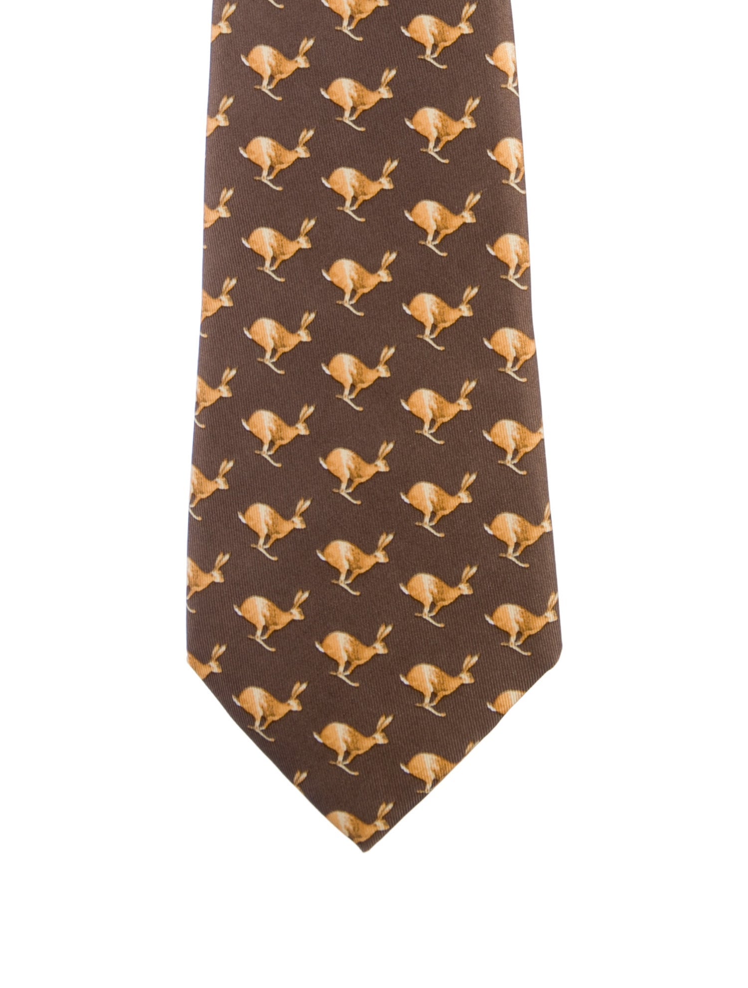 Hermès men's brown pattern print tie
