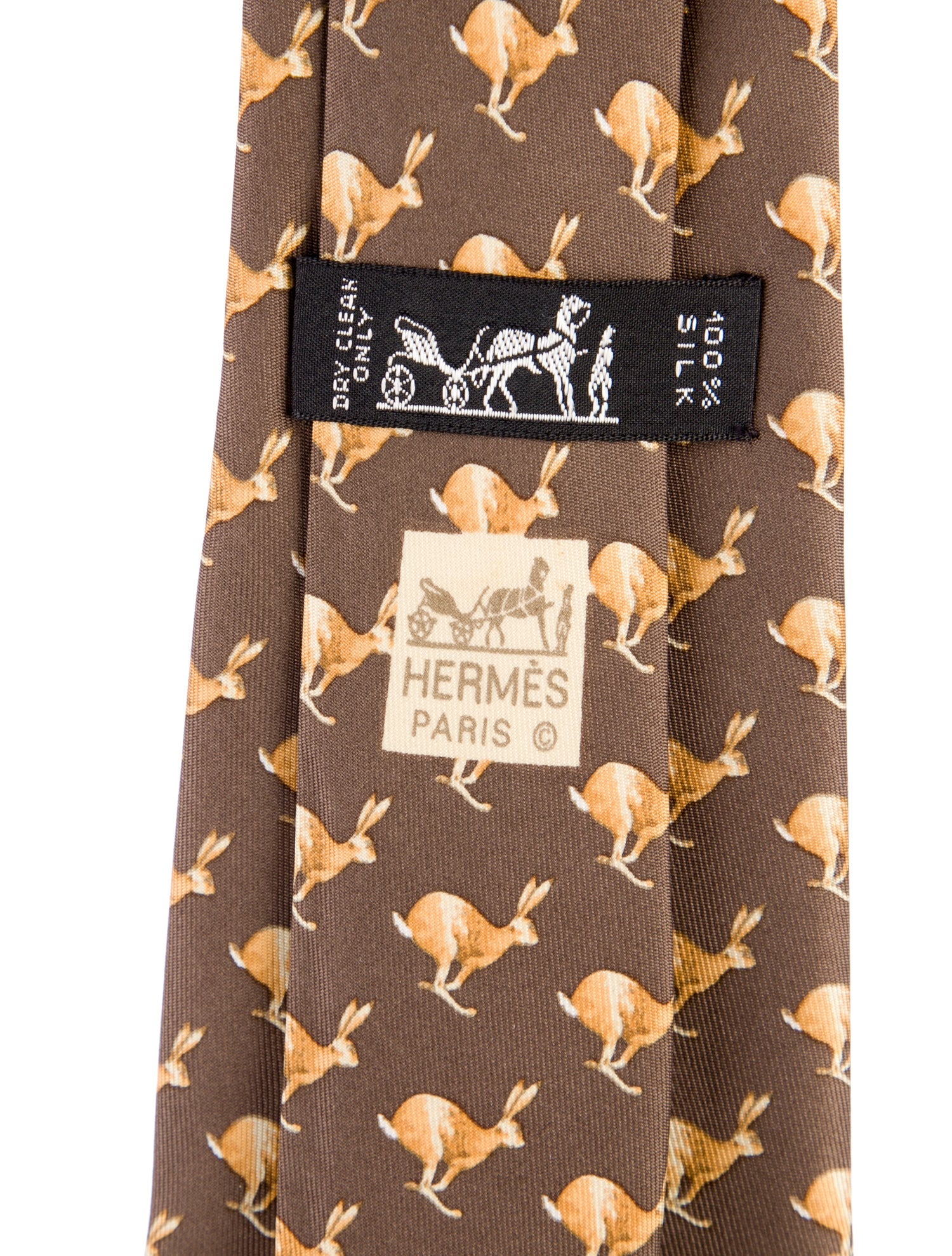 Hermès men's brown pattern print tie