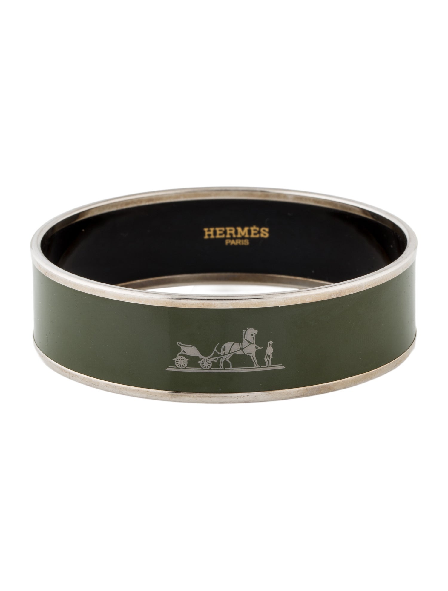 Hermès Caléche Wide Enamel Bangle Bracelet