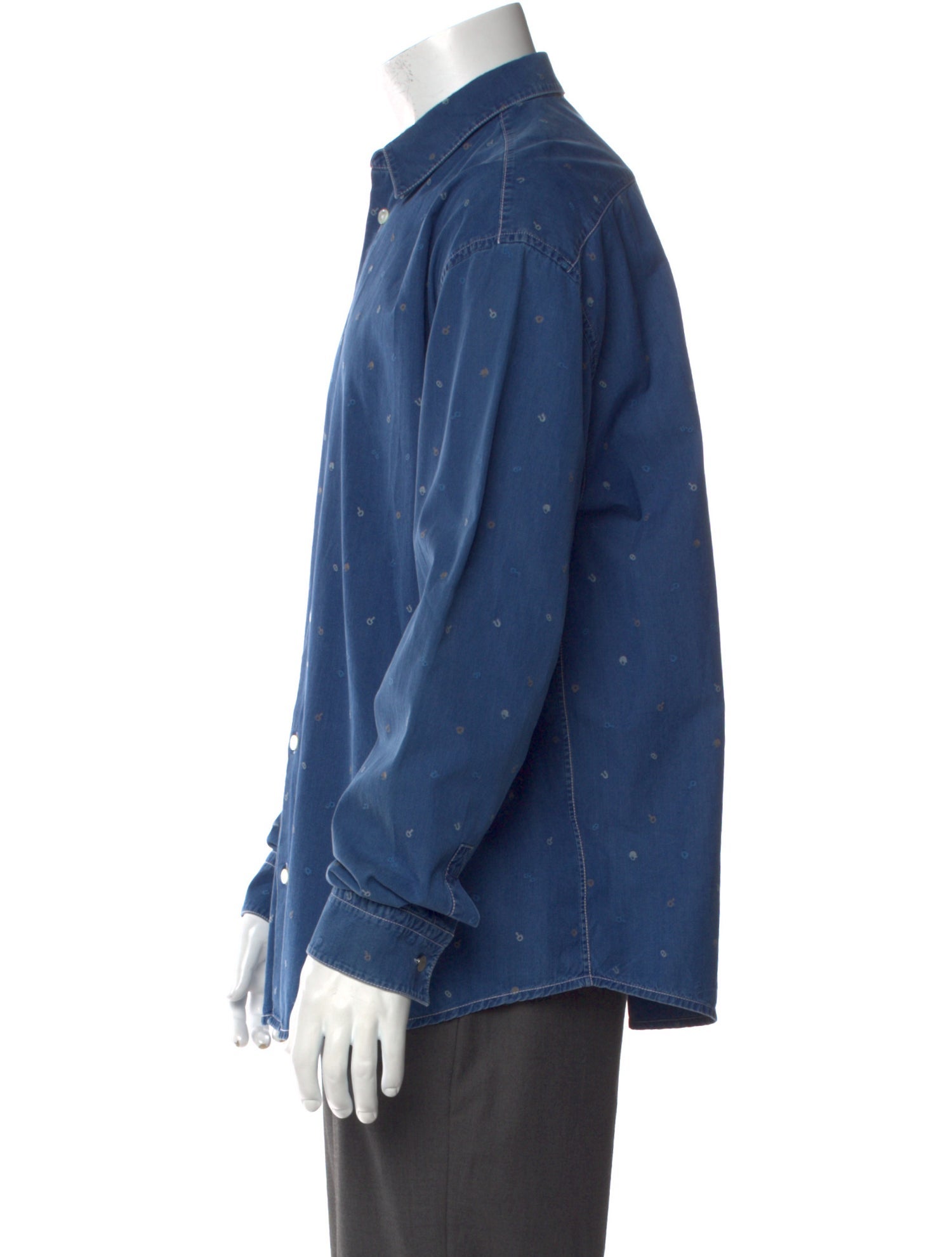 Hermès Polka Dot Print Long Sleeve Dress Shirt