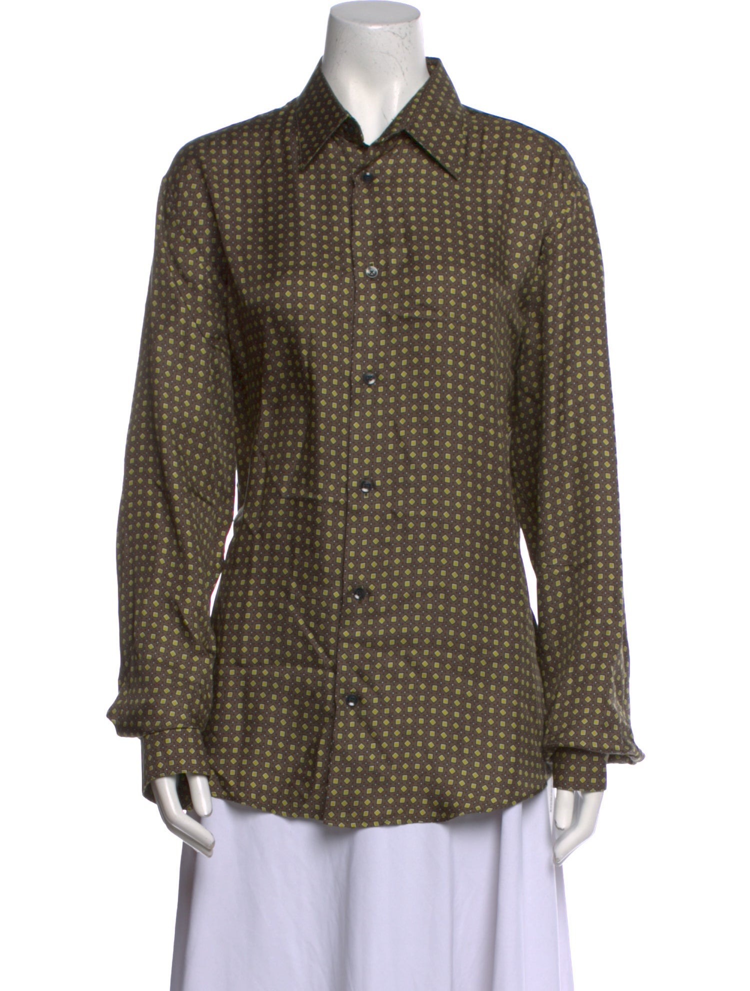 Hermès Silk Striped Button-Up Top