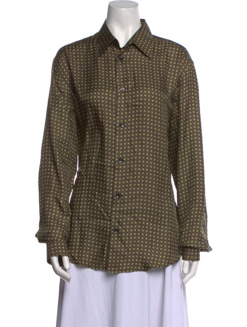 Hermès Silk Striped Button-Up Top