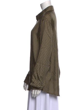 Hermès Silk Striped Button-Up Top