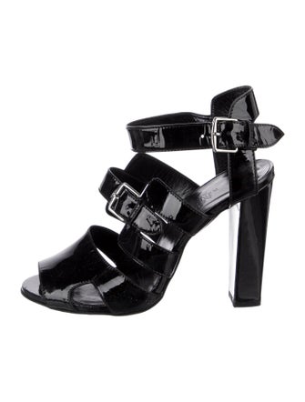 Hermès Patent Leather Cutout Accent Gladiator Sandals