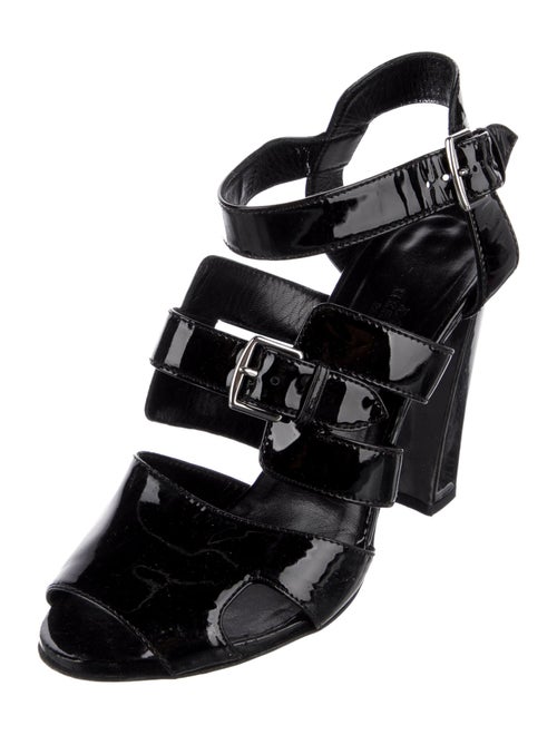 Hermès Patent Leather Cutout Accent Gladiator Sandals