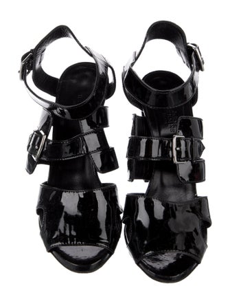 Hermès Patent Leather Cutout Accent Gladiator Sandals